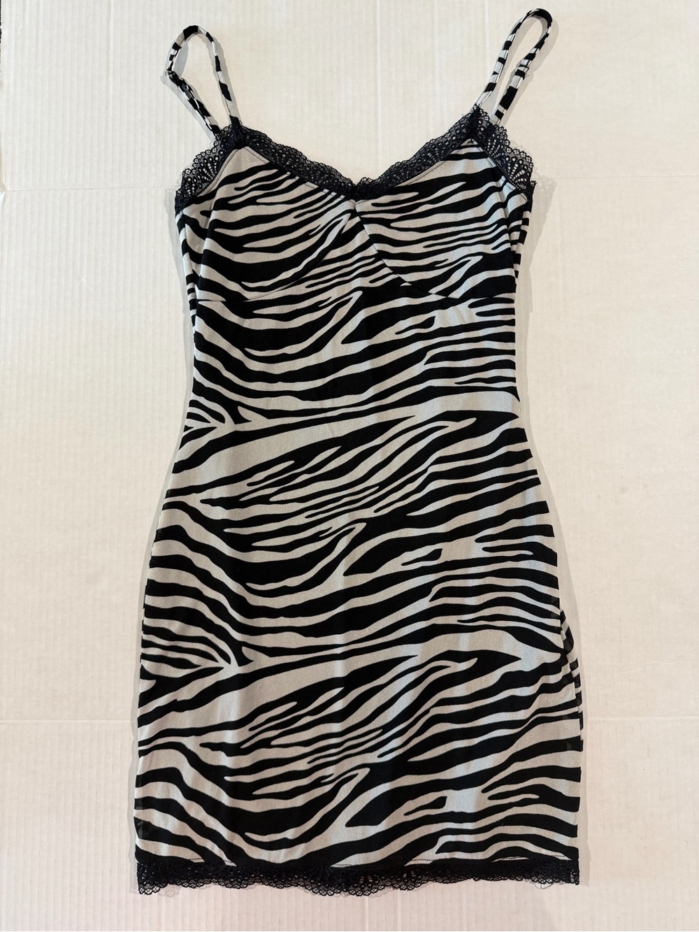 Full Tilt Zebra Slip Dress - Black and White